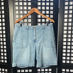 💙 J.Jill Light Blue High Rise Denim Jeans Shorts with Stretch Pockets Size 14💙